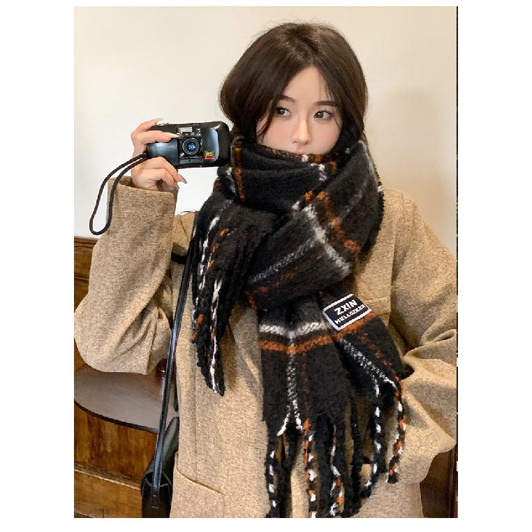 Scarf Winter New Collection Autumn/Winter Atmosphere Plaid Fringe For Couples, Warm And Student High-End Style Scarf
