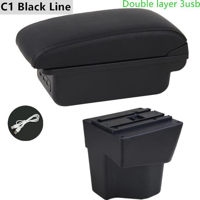 For KIA Rio 5 2012 2013 2014 2015 2016 2017 2018 Car Armrest Box Leather Arm Rest Center Console Storage Box USB Accessory