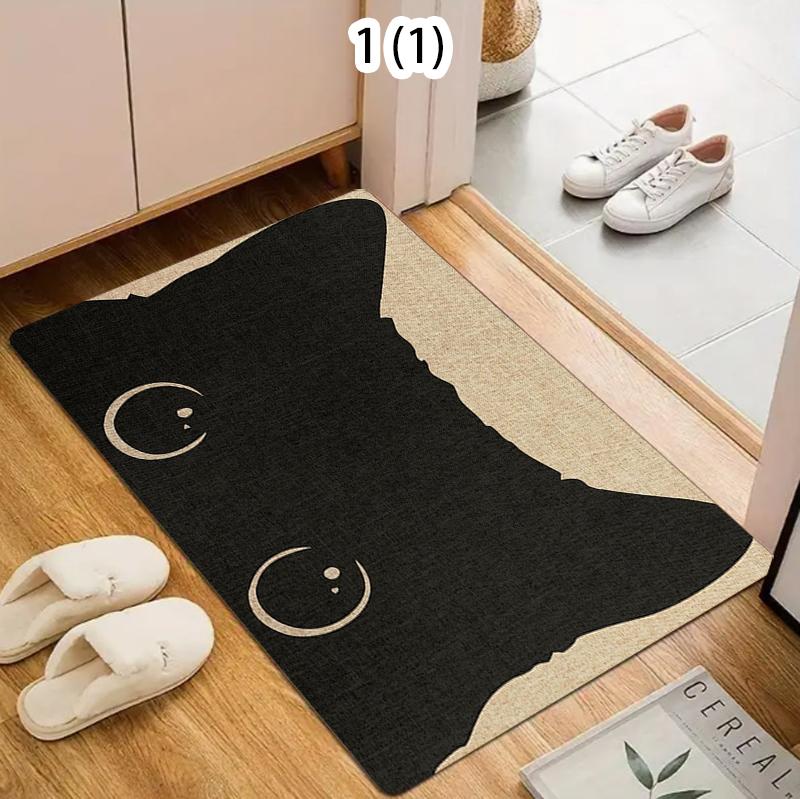 Cute Cat Face Design Doormat for Front Door Entryway Non Slip Mat Indoor Outdoor Use Home Decor Entrance Rug for Living Room