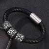 Trendy Leather Bracelets Men Handmade Small Adorn Article Stainless Steel Clasp Bracelets Fashion Jewelry Gift