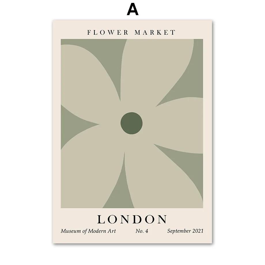 Matisse Green Leaf Coral Geometry Flower Market Posters And Prints Wall Art Canvas Painting For Living Room Decorative Pictures