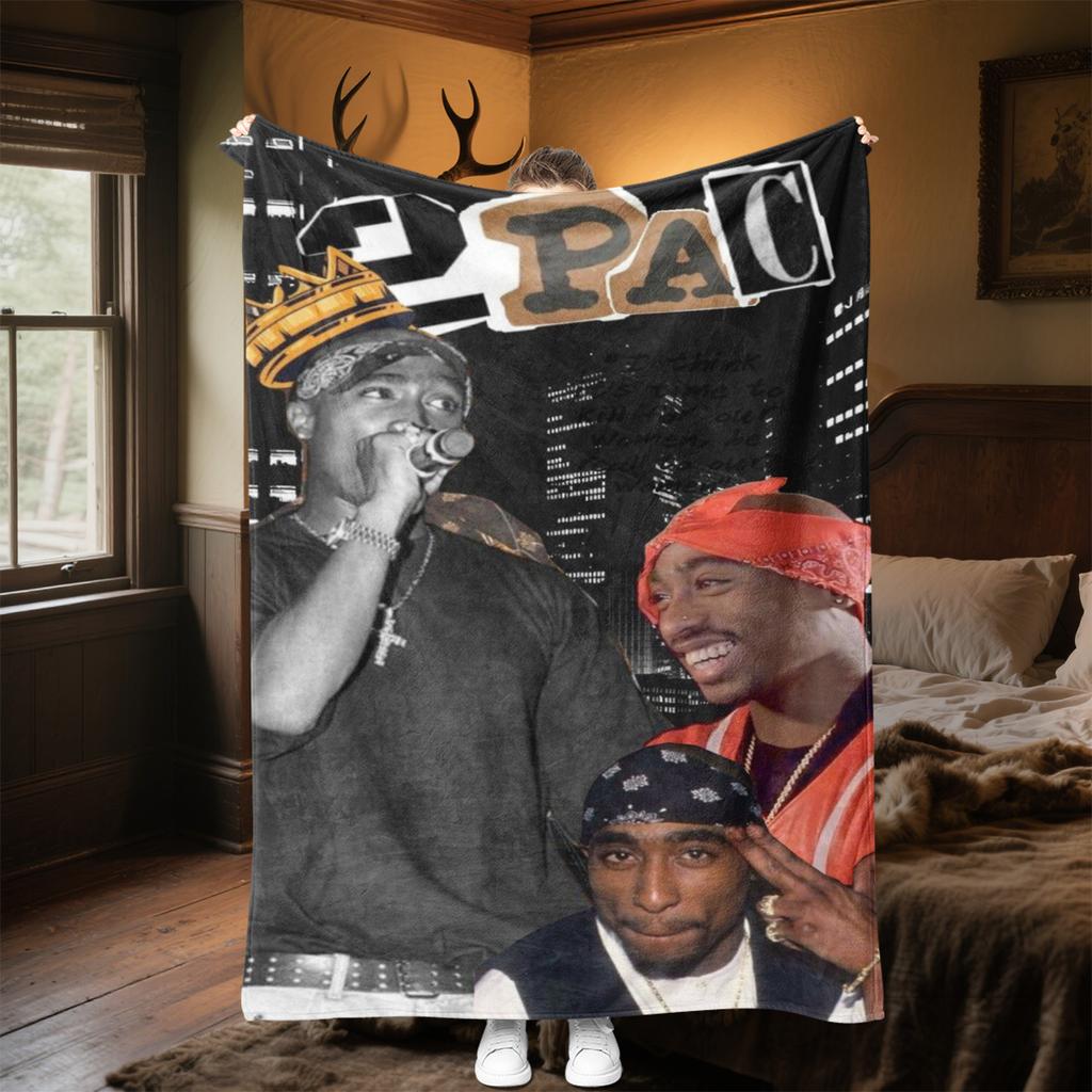 Tupac's Plush Blanket Soft Comfortable All Seasons Perfect Gift Couch Office Nap Outdoor Travel Blanket