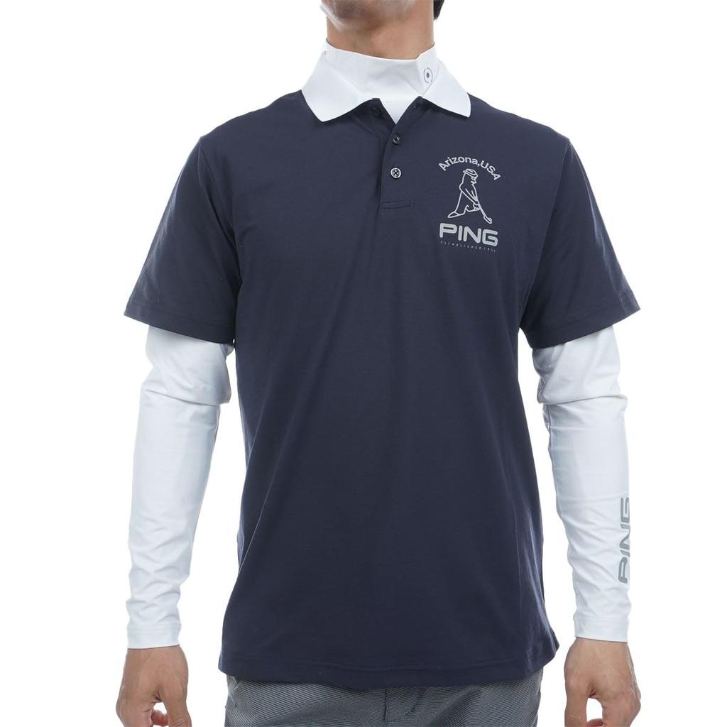 [Ping Apparel] Men's Layered Twin Set (moisture Wicking, Quick Drying, UV Protection)  Golf  621-5160205 120Navy LL