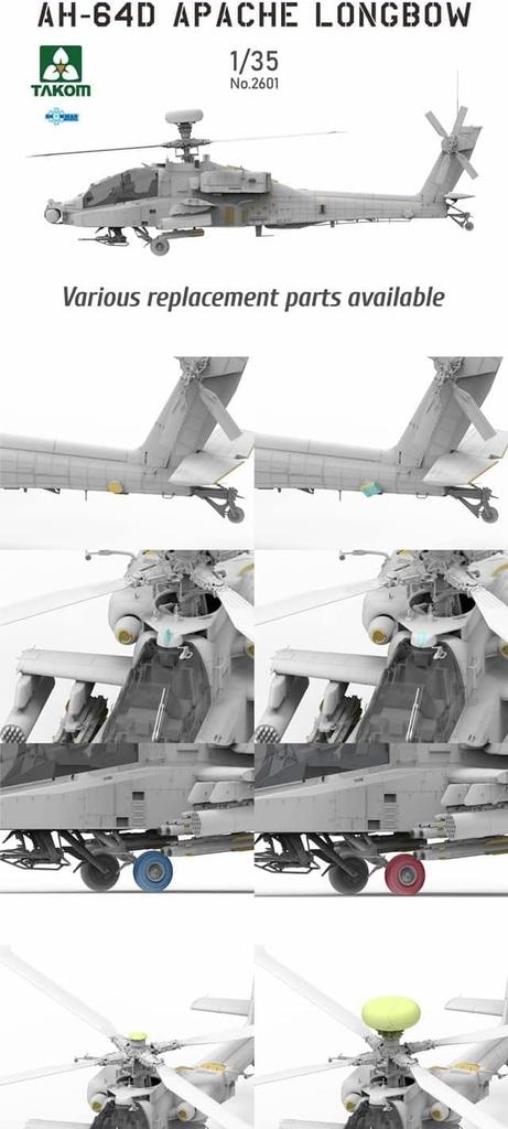 Пластиковая модель ударного вертолета армии США Apache Longbow Tacom TKO2601, цветное литье 1/35 AH-64D
