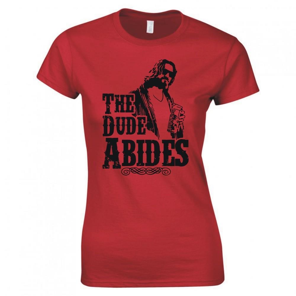 Inspired By The Big Lebowski The Dude Abides Ladies Skinny Fit Tshirt