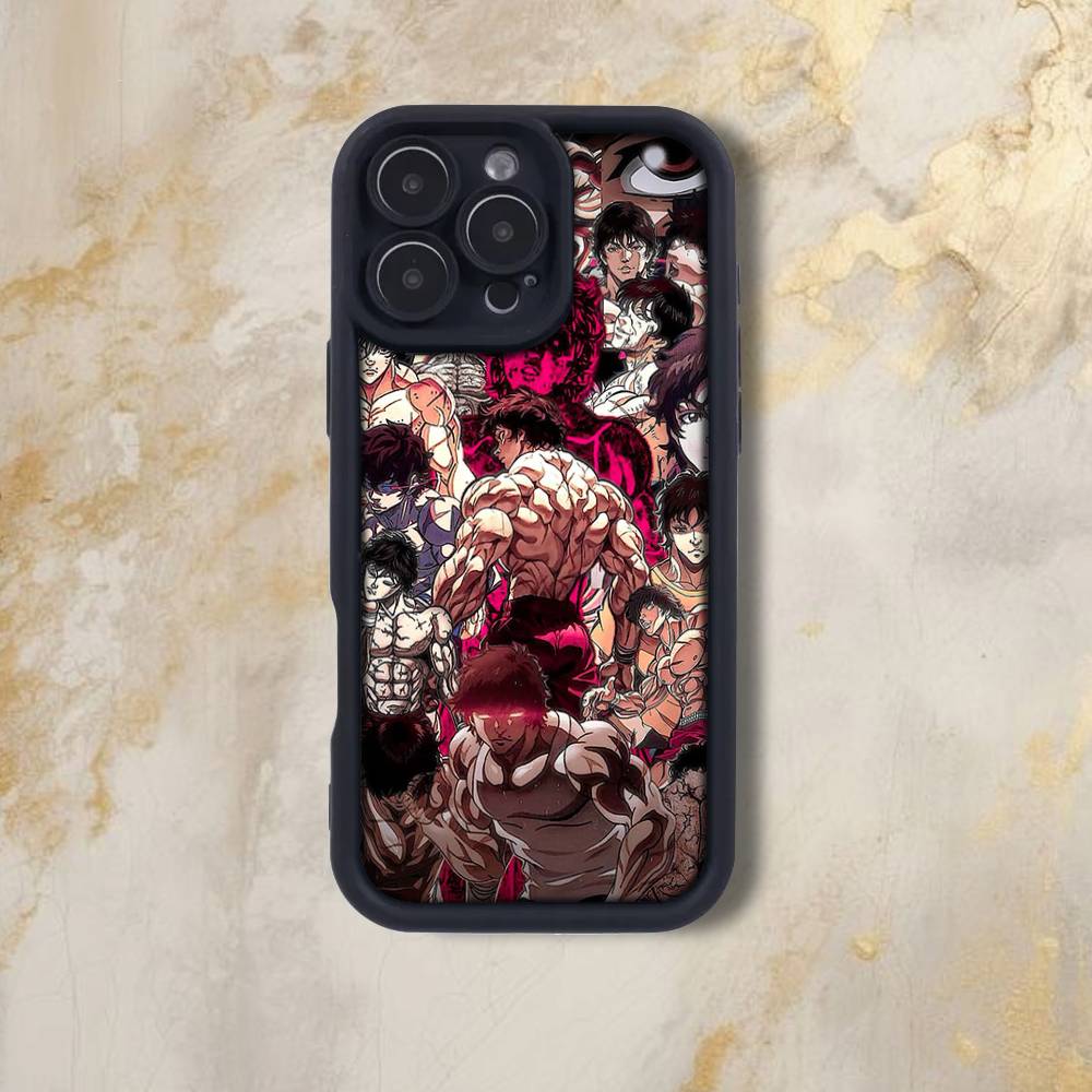 B-Baki Anime H-Hanma Phone Case For iPhone 17,16,15,14,13,12,Pro,Max,Plus,E,SE4,Air, emery Black Full Coverage TPU