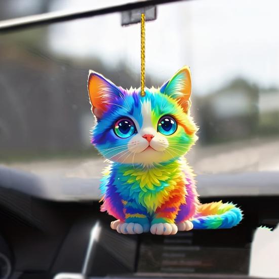 Милые подвески в виде кошек и собак, подвески для зеркала заднего вида автомобиля, персонализированный акриловый шарм для зеркала автомобиля, дома, праздничные подарки
