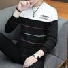 Мужские полосатые принтованные мужские футболки с круглым вырезом и длинным рукавом повседневные осенние топы