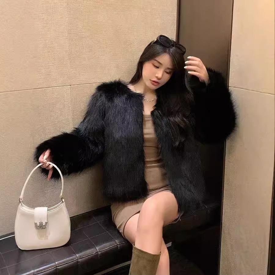 Куртка Мао Мао женская осенне-зимняя новая имитация лисьего меха стиль знаменитости пушистая модная короткая меховая