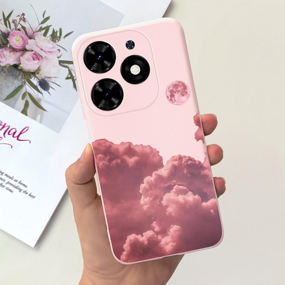 Чехол для Tecno Spark Go 2024 Милый Цветочный Узор Сердечки Конфетный Цвет Мягкий Силикон Тонкая Задняя Крышка Телефона Для Spark Go (2024) BG6