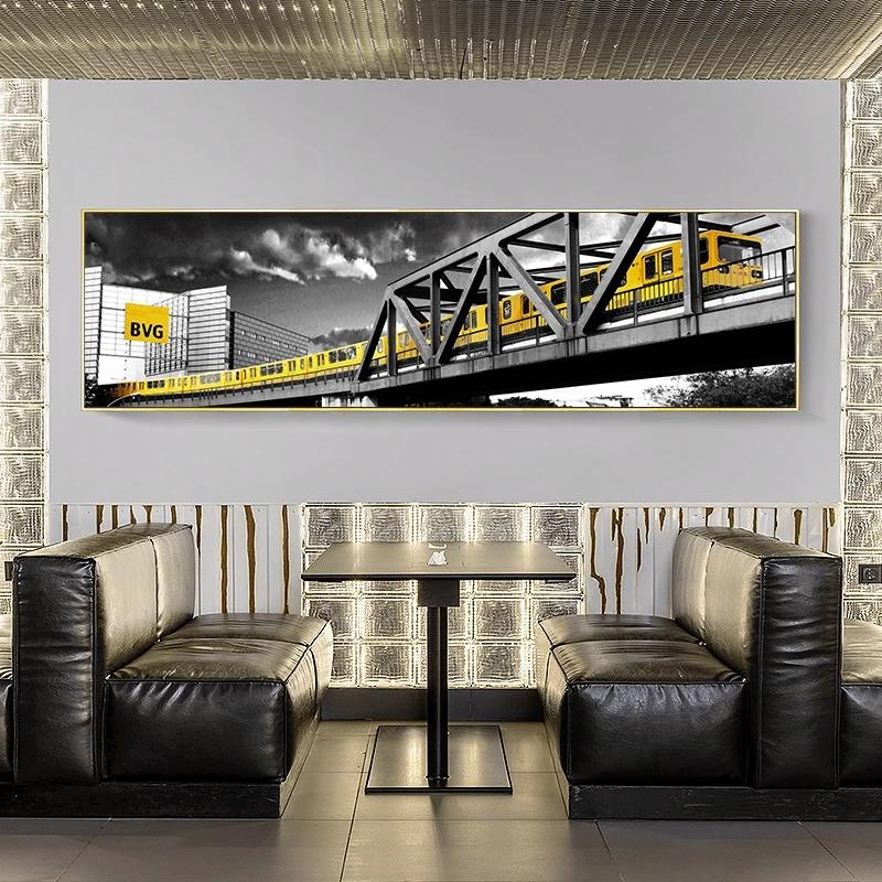 Природный пейзаж, городской пейзаж, черный, красный, поезд, холст, картина, настенные художественные фотографии, постеры и принты для гостиной, спальни, домашний декор, без рамки