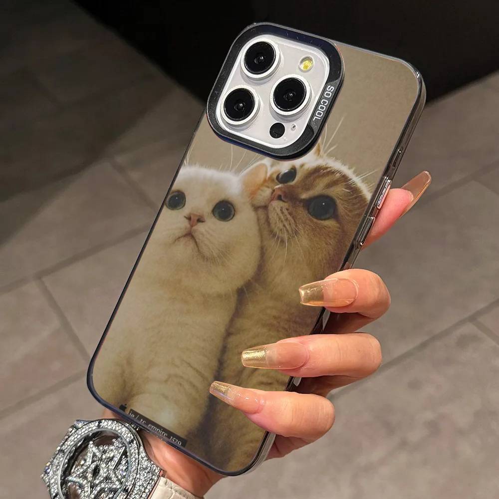 Чехол для телефона "Удивленный кот, который думает" для iPhone 17,16,15,14,13,12,11 Plus,Pro Max,XS, Цветной Серебристый Черный Чехол