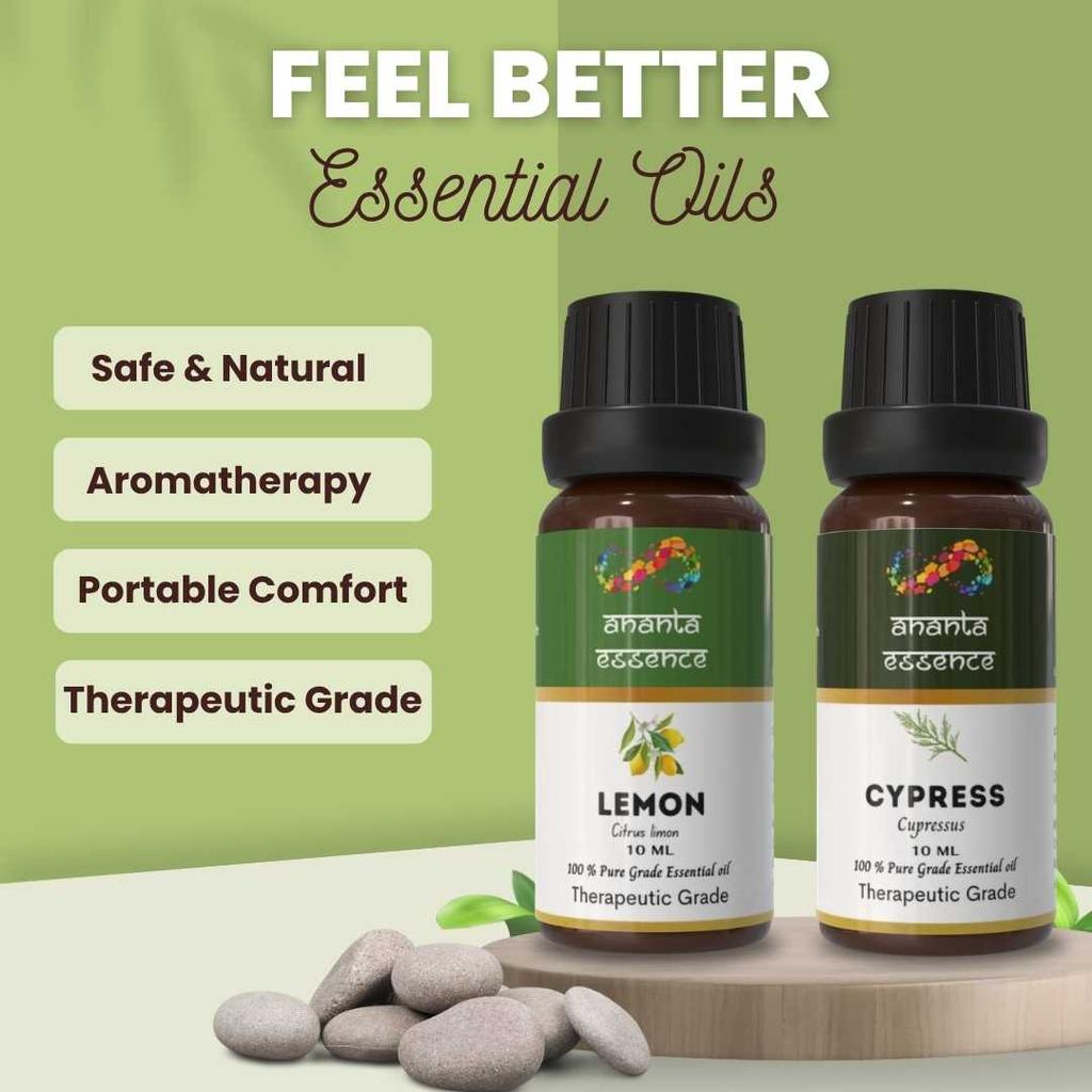 Ananta Feel Better Essential Oil Combo – Lemon & Cypress Aroma Oils (10 ml × 2)