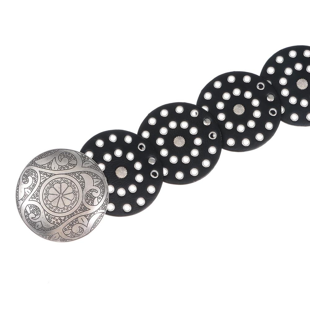 Exaggerated Cowboy Disc Belt Western Style Wide Disc Belt Hollow Belt for Women