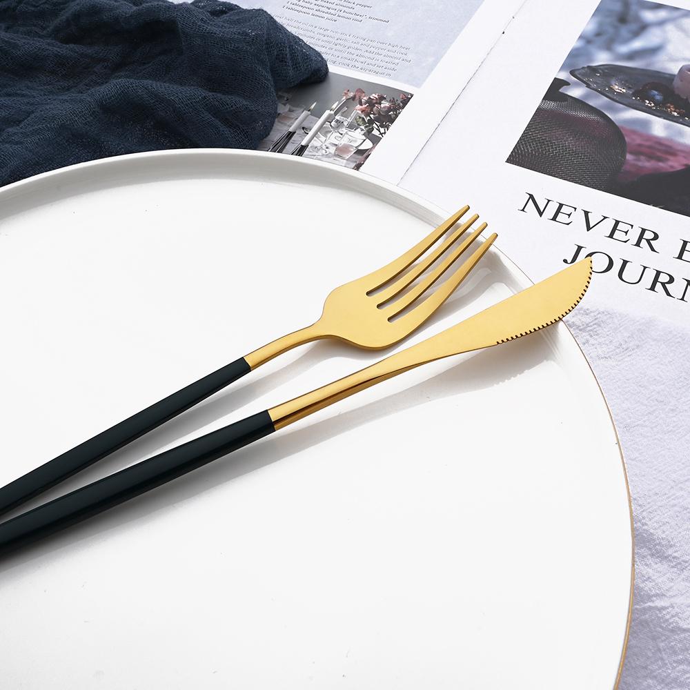 10 человек, черные, серебряные столовые приборы, набор столовых приборов, нож, десертная вилка, ложка, столовая посуда, набор посуды из нержавеющей стали, вечерние кухонные инструменты