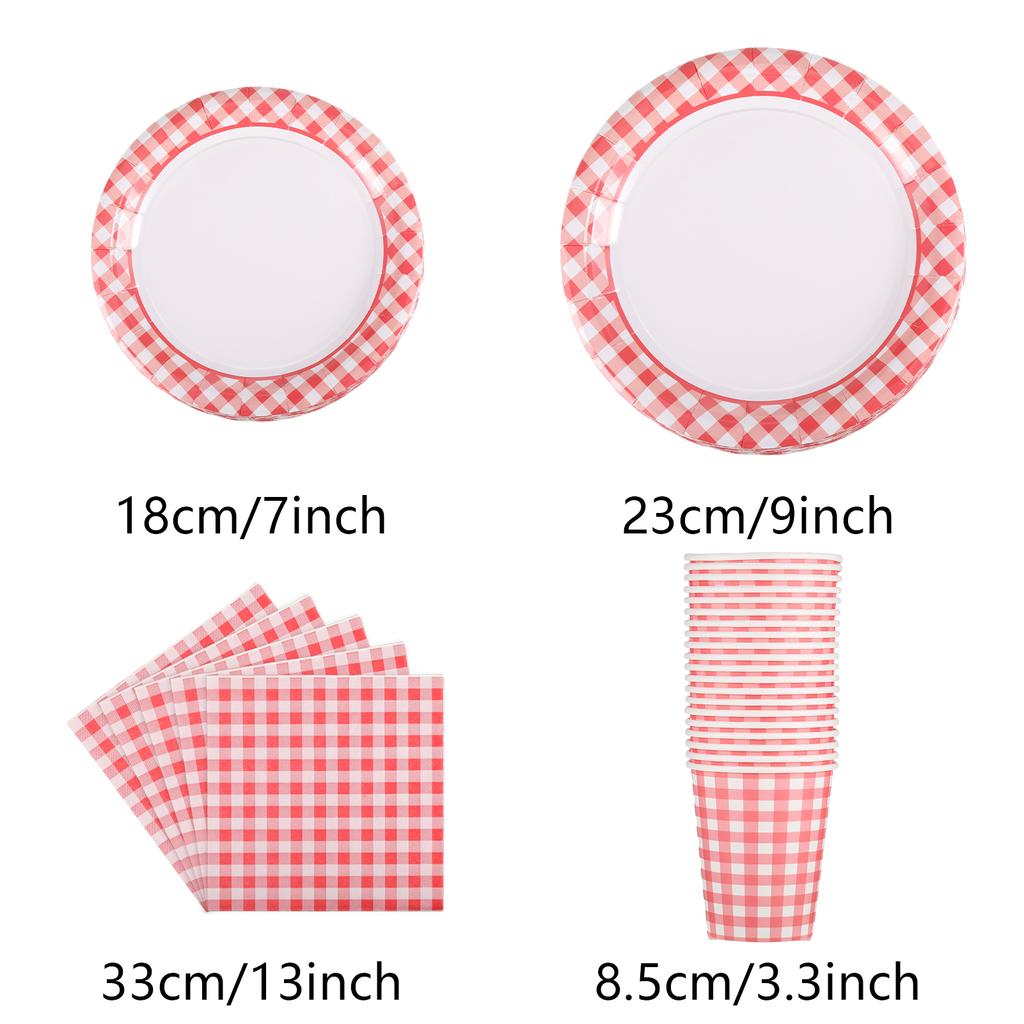 Vibrant Patterns And Bright Colors Disposable Dessert Plates For Party Supplies Paper Plates Gingham