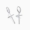 S925 Silver Cross Drop Segment Ring Earrings P0763