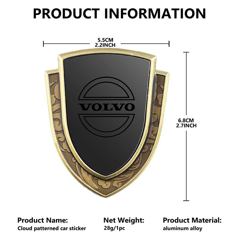 Cloud Pattern Car Body Sticker Aluminum Alloy Auto Grille Badge For Volvo V60 V50 V40 S80 S60 S90 C40 XC40 V70 XC70 XC60 XC90