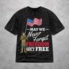 Vintage Men Women May We Never Forget Freedom Isnt Free Tee Shirt Oversize Washed  T Shirts Clothing