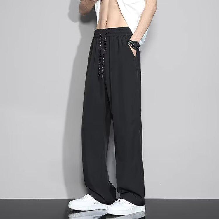 Повседневные брюки с драпировкой для мальчиков. Прямые брюки. Летние модные универсальные брюки свободного кроя с широкими штанинами.