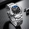 Уникальные черные часы для мужчин, модные классические кварцевые наручные часы, роскошные водонепроницаемые мужские часы с ремешком из нержавеющей стали от лучшего бренда