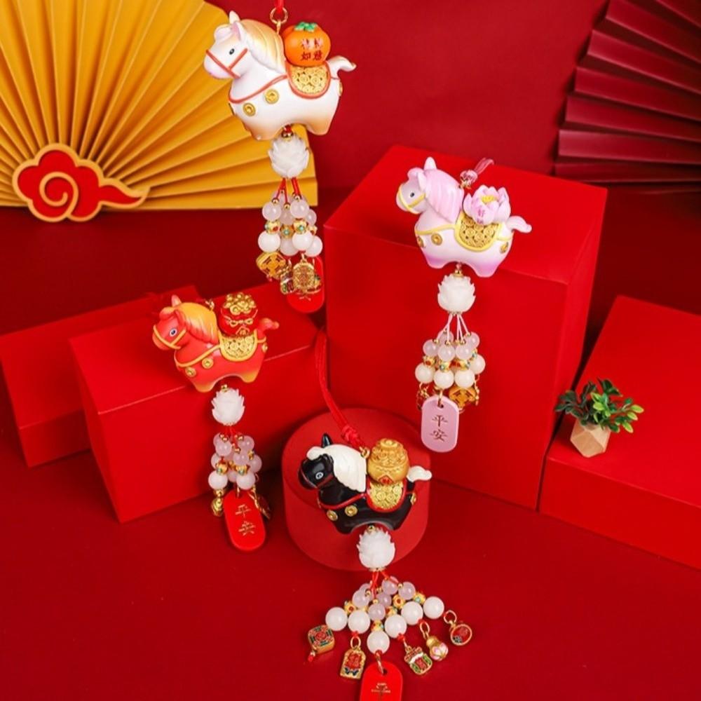 with Tassel Spring Festival Car Hanging Pendant Zodiac Pony Figurine Car Ornament  Year of Horse