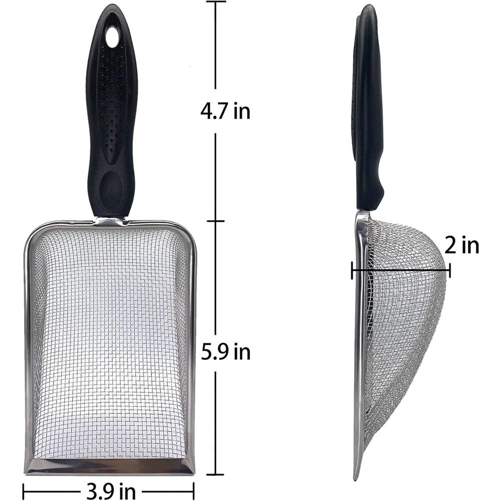 Falltail Stainless Steel Reptile Sand Substrate Scoop Shovel Sifter Fine Mesh Metal Reptile Litter Cleaner Scooper For Sand Bedding