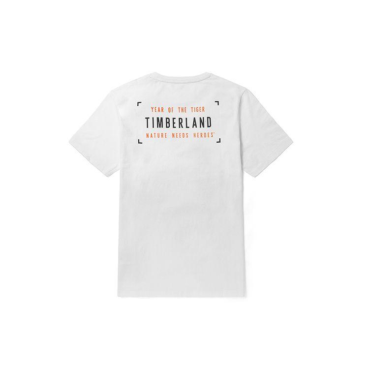 Timberland Футболка с коротким рукавом и круглым вырезом с принтом логотипа Tiger Year Series, мужские топы, белые A27GP-100