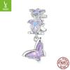 Purple Butterfly Iris Diy Pendant Accessories, Romantic And Noble S925 Sterling Silver Beads.