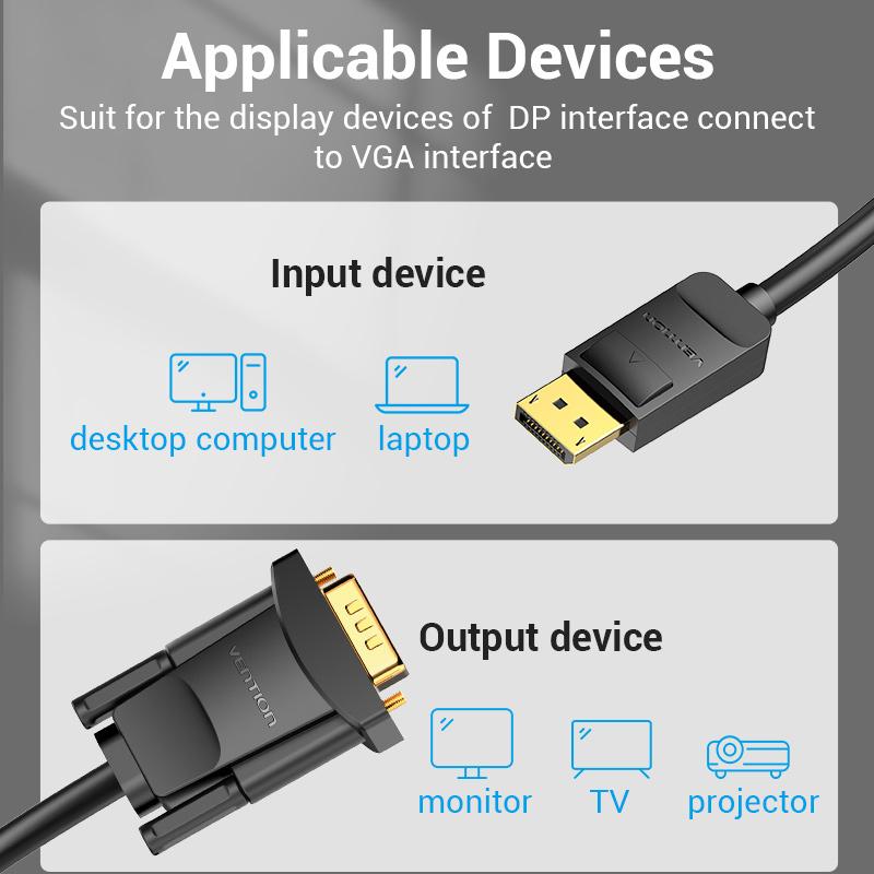 Vention Displayport-кабель VGA 1080P DP-VGA конвертер между мужчинами для ноутбука, проектора, монитора, порт дисплея к адаптеру VGA