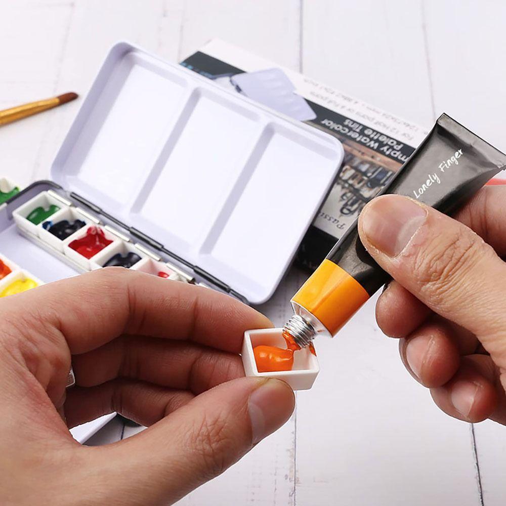 Flip Cover Drawing Supplies Grids Slots Watercolor Storage Case Pigment Box Empty Paint Palette