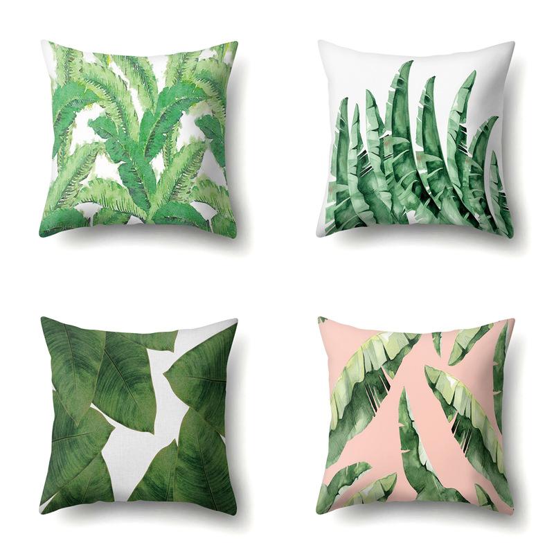 Полиэстеровая наволочка Скандинавский растительный стиль Принт с цветами Бархатная наволочка из персиковой кожи