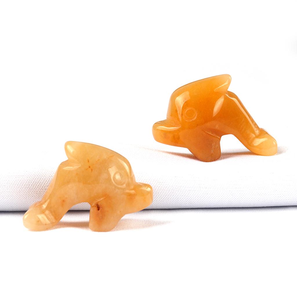 2Pcs/Pack Natural Semi-Precious Stone Ornament Decoration Dolphin Shape Healing Gems Home Decor Christmas New Year Small Furnishings Jewelry 18x27 Mm