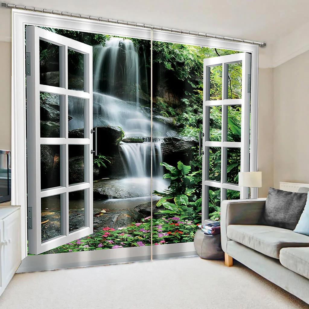 Природа Чайка Пейзаж Море Лес Небо Пляж Оконные Шторы Для Гостиной Детская Спальня Ванная Кухня Дверь Домашний Декор2 Шт.