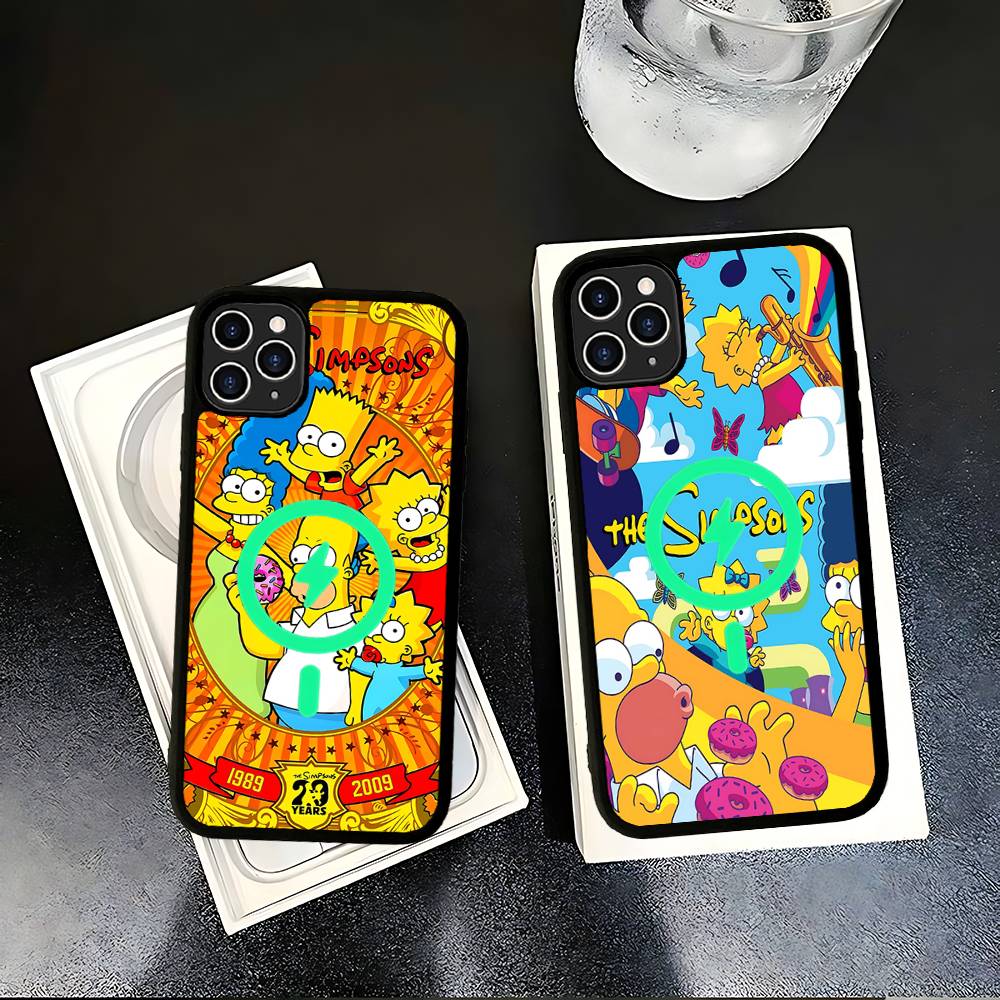 Смешной мультяшный чехол для телефона S-Simpsons Для IPhone 17 Air 16 15 14 13 12 11 Pro Max Plus Для Magsafe Беспроводная зарядка Чехол