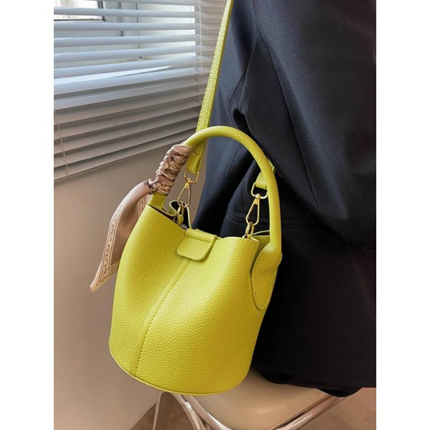 High-Grade Textured Mini Bucket Bags Fashion Soft Leather Hasp Crossbody Bag Lady Daily Commuter Handbags
