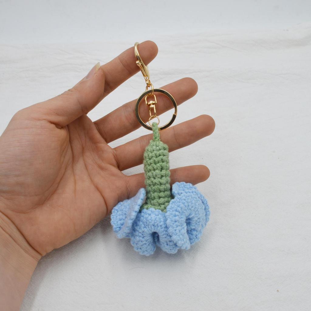 Korean-Style Pearl Chain Crochet Carnation Keychain - Mother's Day Gift Accessory