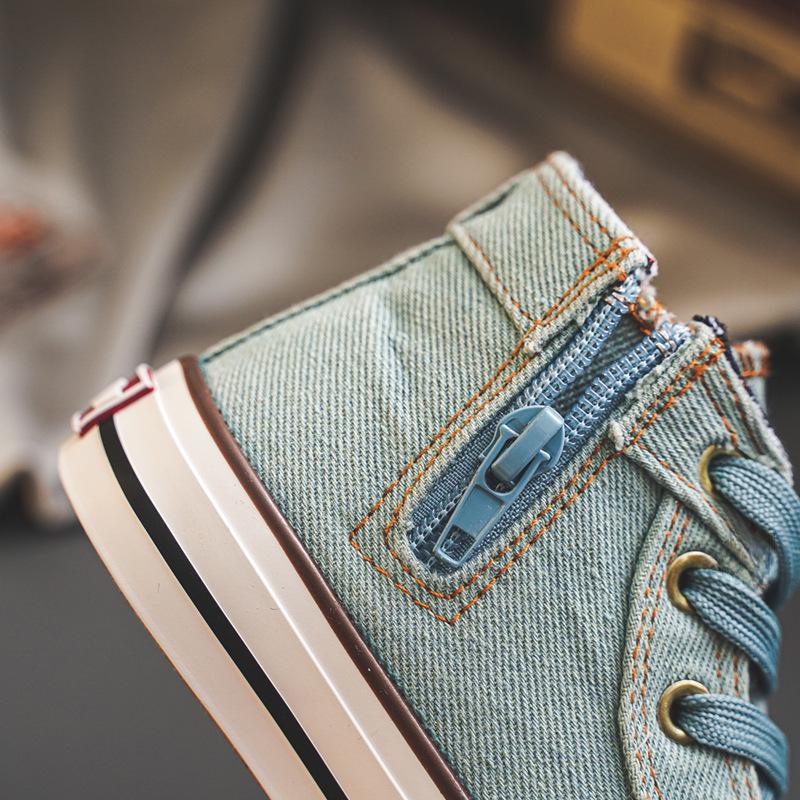 Детские кроссовки из джинсовой ткани - весна/осень 2024 г., кроссовки для мальчиков и девочек, обувь для использования в помещении в детском саду