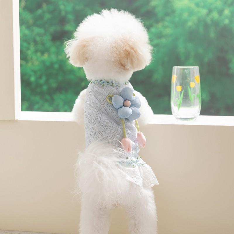 Pet Dog Dress Lightweight Breathable Floral Princess Style Toy Poodle Bichon Frise Small Breed
