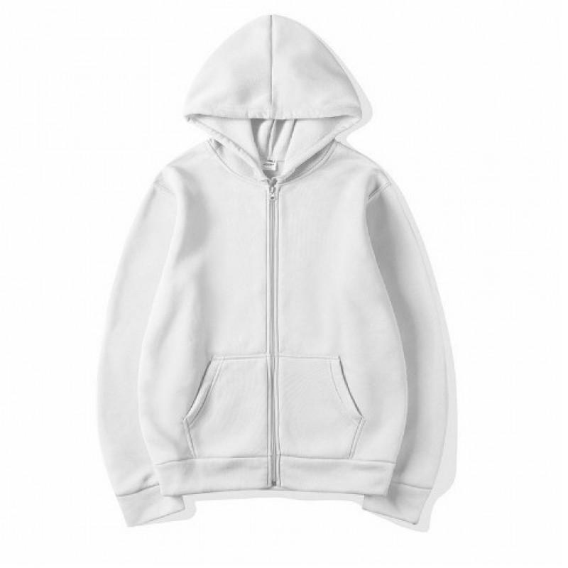 Unisex Hooded Zip-Up Sweatshirt Solid Color Casual Long Sleeve Pullover Men Women Winter Loose Fit