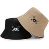 Foldable Bucket Hat Cute Dog Embroidered Fisherman Cap Portable Outdoor Sun Caps  Sun Protection