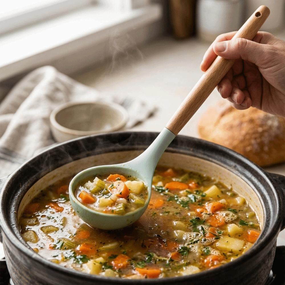 Силиконовая суповая ложка Деревянный половник Кухонная лопатка Легкая сервировочная ложка Бытовая