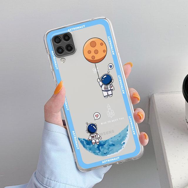 Милый прозрачный чехол с космонавтом для Samsung Galaxy A52 A12 A51 A32 A21s A71 A32 A22 50 A70 A31 A72 5G Чехол для телефона