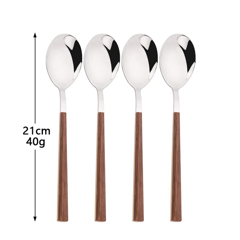 4/12/16Pcs Cutlery Set Chopsticks Knives Forks Spoons Tableware Set with Imitation Wooden Handle Korean Japanese Dinnerware Set