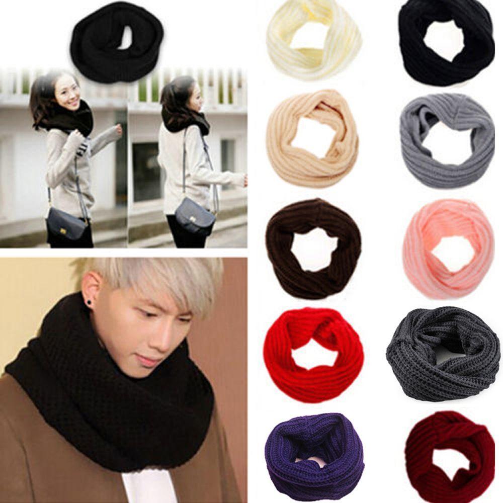 Fashion Winter Long Shawl Knitting Wool Scarf Neck Cowl Collar Infinity Circle Cable