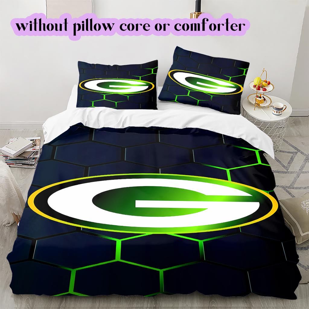 football Logo Pattern Bedding Quilt Set Quilt Cover Pillowcase Home Decoration Birthday Gift (1*duvet cover+ 2*pillowcase, without core)