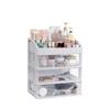 Cosmetic Organizer with 3 Drawers, Plastic Storage for Dresser Cosmetic Display Case, Large Capacity Countertop Plastic Storage for Skin Care
