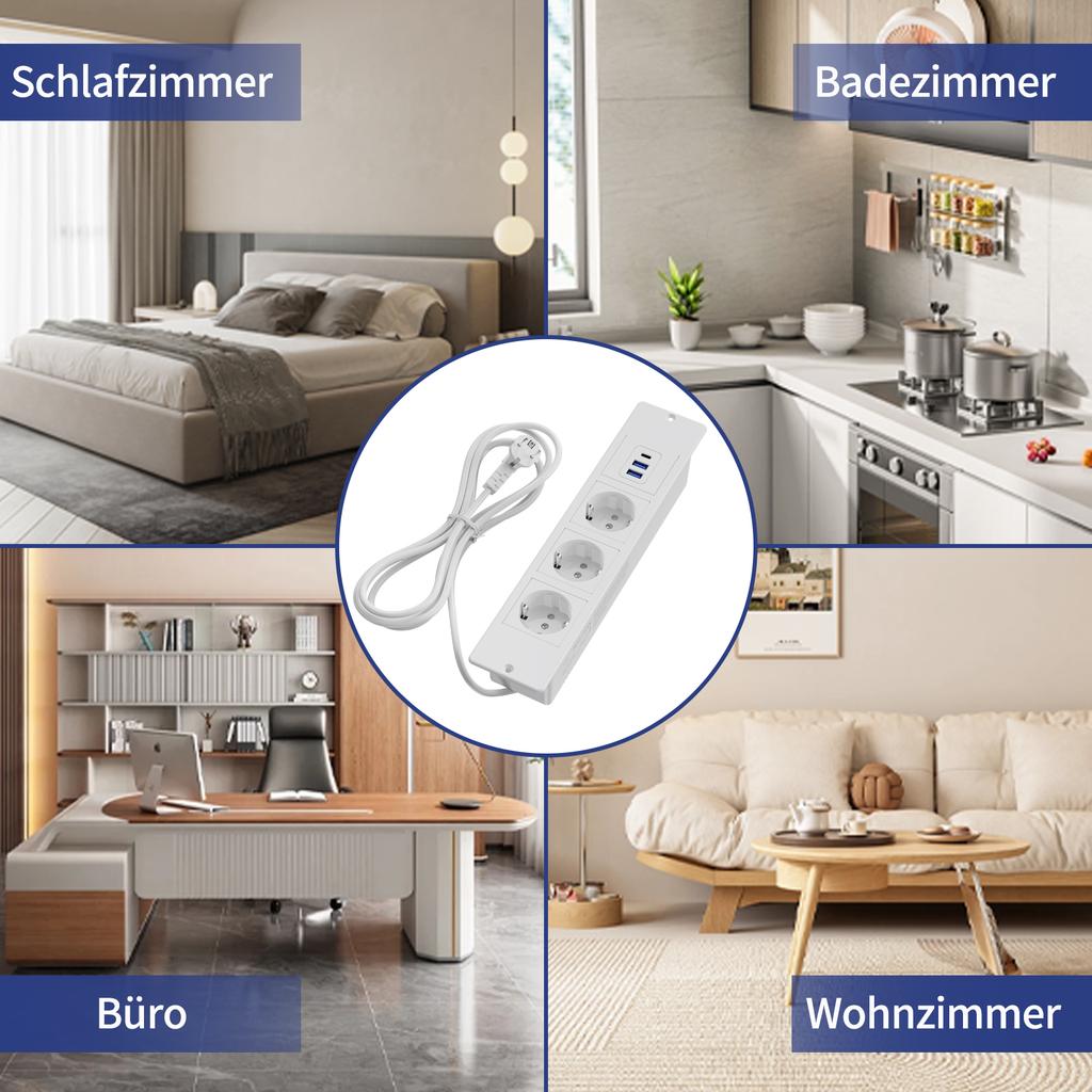 Встраиваемые розетки EU Table, встраиваемые розетки для рабочего стола с 3 розетками переменного тока, 2 USB-портами для быстрой зарядки TYPE-C, скрытый удлинитель