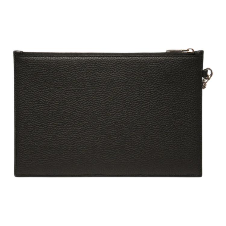 Bally Palladium Hardware Logo Print Zipper Clutch Men Clutch Black 6304957