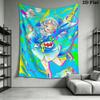 Gawr Gura Wall Tapestry Aesthetic Wall Hanging Printed Fabric Blanket Decorative Tapestries for Bedroom Living Room Home Decor